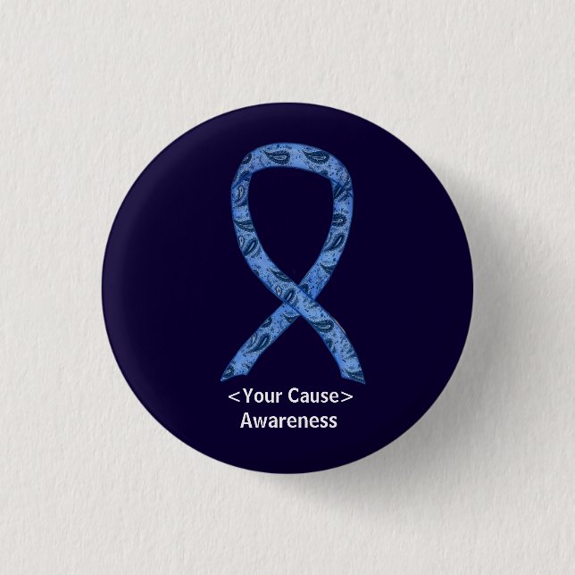 Paisley Awareness Ribbon Personalized Pin Buttons (Front)