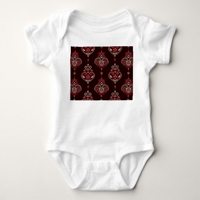 Paisley Bandana: Boho Vintage Print. Baby Bodysuit (Front)