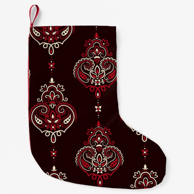 Paisley Bandana: Boho Vintage Print. Small Christmas Stocking (Front)