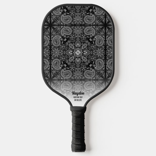 Paisley Bandana Pattern Personalized Name Text Pic Pickleball Paddle (Front)