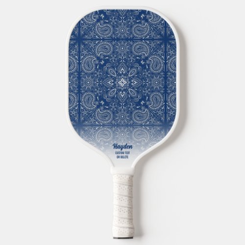 Paisley Bandana Pattern Personalized Name Text Pickleball Paddle