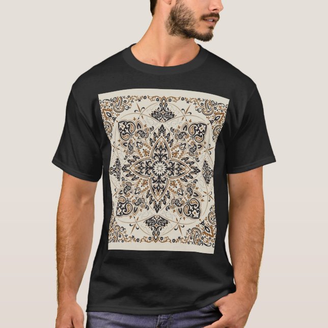 Paisley Bandana Print Silk Design T-Shirt (Front)