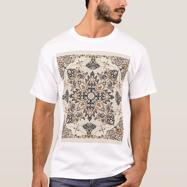 Paisley Bandana Print Silk Design T-Shirt (Front)