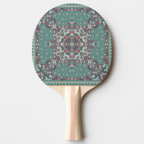 Paisley Bandana Print Silk Neck Scarf Ping Pong Paddle