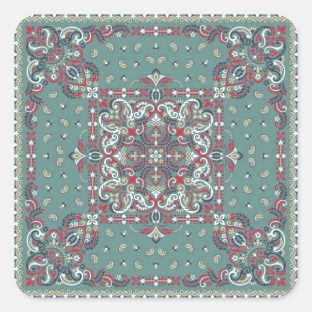 Paisley Bandana Print: Silk Neck Scarf Square Sticker (Front)
