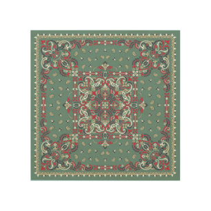 Paisley Bandana Print: Silk Neck Scarf Wood Wall Art