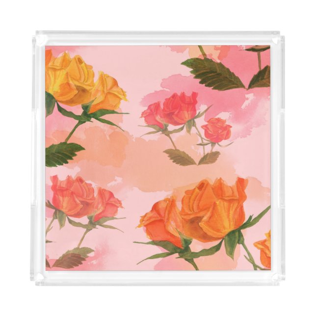 Paisley bandana print, silk scarf design. acrylic tray (Front)