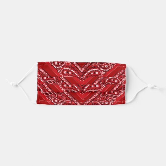 Paisley Bandana Red Hanky Adult Cloth Face Mask (Front, Folded)