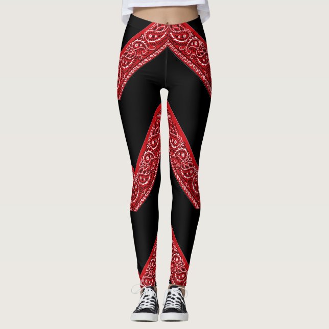 Paisley Bandana Red Hanky Leggings (Front)