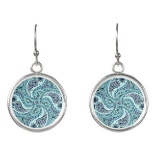Paisley birds in baby blue earrings