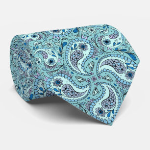 Paisley birds in baby blue neck tie