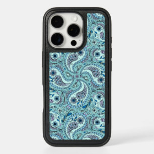Paisley birds in baby blue iPhone 16 pro case