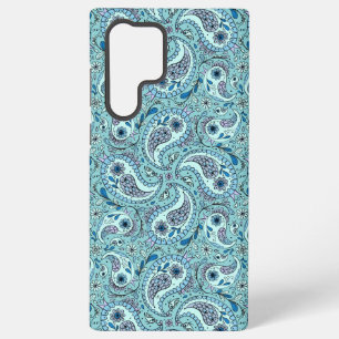 Paisley birds in baby blue samsung galaxy s22 ultra case
