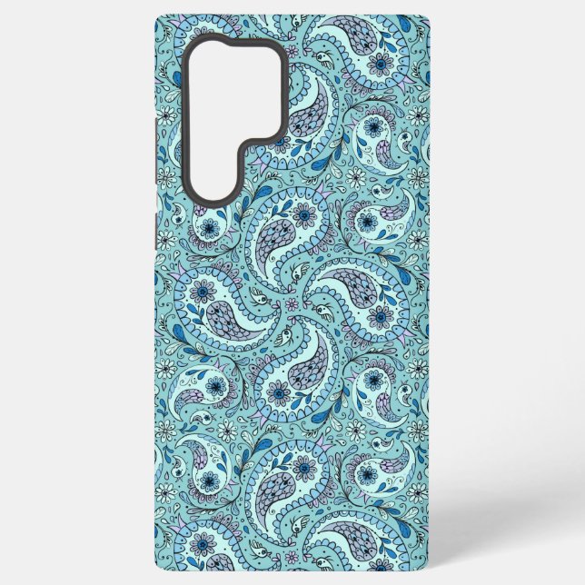 Paisley birds in baby blue samsung galaxy case (Back)