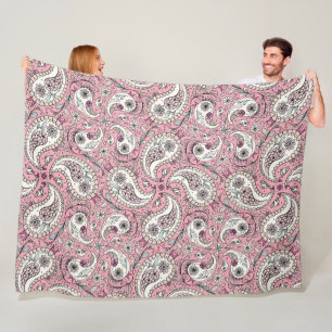 Paisley birds in baby pink fleece blanket