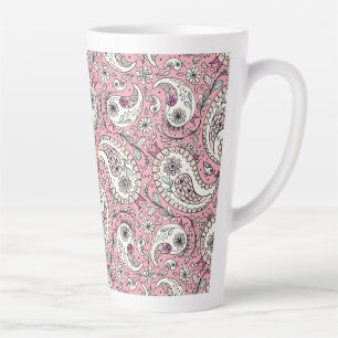 Paisley birds in baby pink latte mug