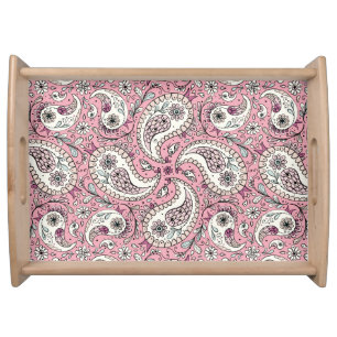 Paisley birds in baby pink serving tray