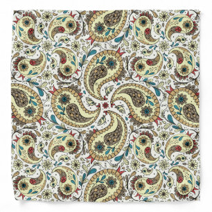 Paisley birds in yellow/brown and white bandana