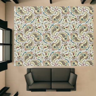 Paisley birds in yellow/brown and white rug