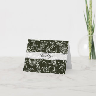 Paisley Black and White Monogram Initial Thank You Card