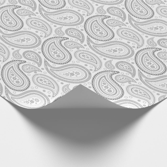 Paisley Black on White Wrapping Paper