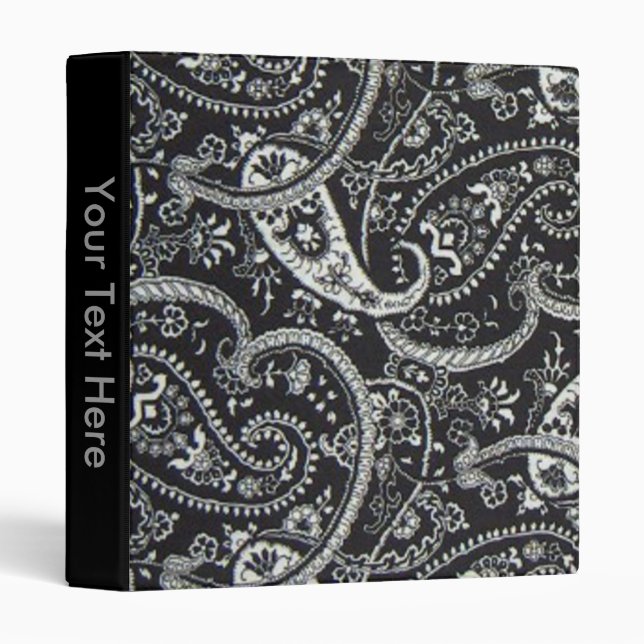 Paisley Black Spine 3 Ring Binder (Front/Spine)