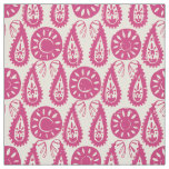 paisley block pink ivory fabric