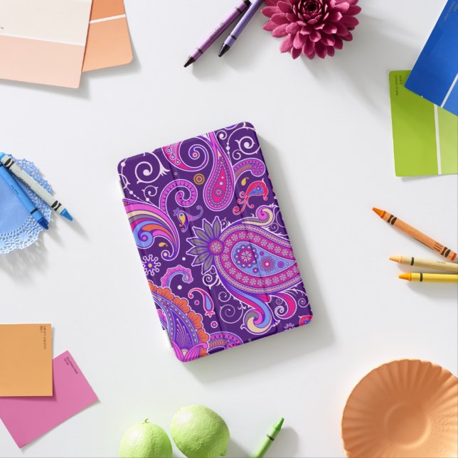 Paisley Bloom: Pink and Purple  iPad Mini Cover (In Situ)