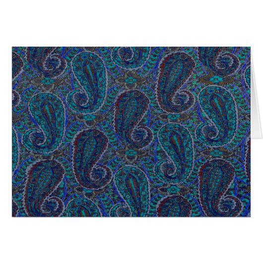 Paisley Blue Indian Boho Art Pattern Cards (Front Horizontal)