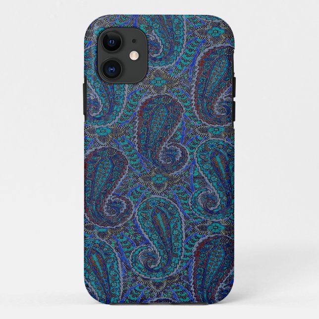 Paisley Blue Indian Boho Art Pattern Case-Mate iPhone Case (Back)