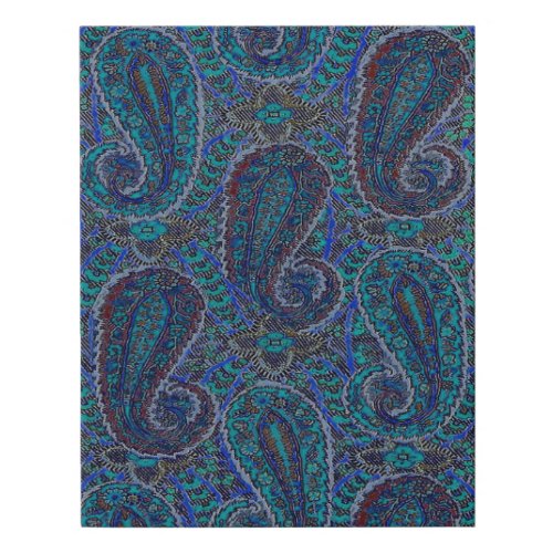 Paisley Blue Indian Boho Art Pattern Faux Canvas Print