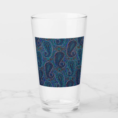 Paisley Blue Indian Boho Art Pattern Glass
