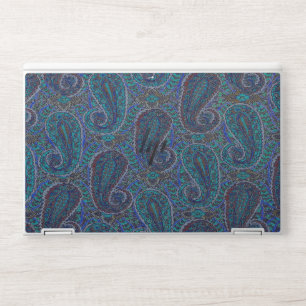 Paisley Blue Indian Boho Art Pattern HP Laptop Skin