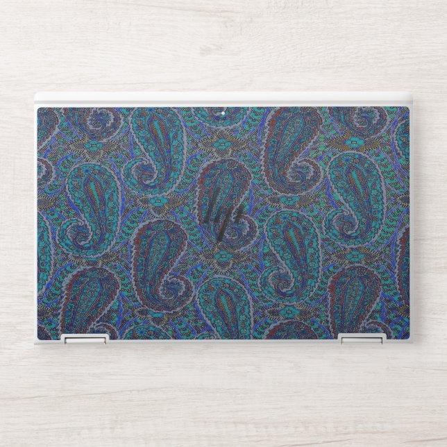 Paisley Blue Indian Boho Art Pattern HP Laptop Skin (Front)