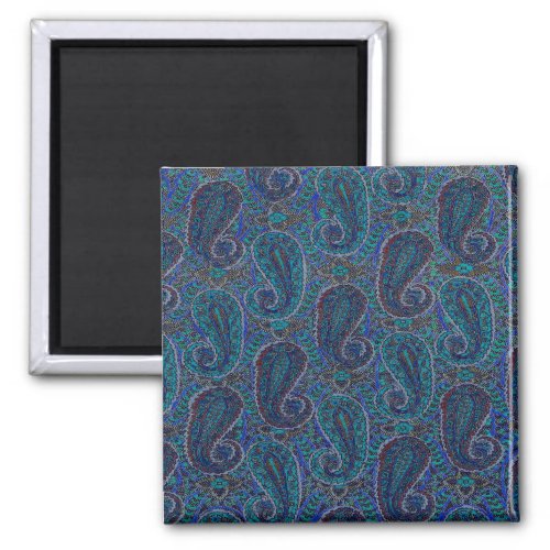 Paisley Blue Indian Boho Art Pattern Magnet