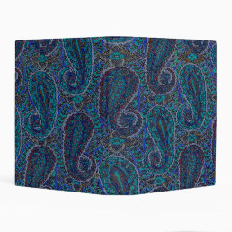 Paisley Blue Indian Boho Art Pattern Mini Binder