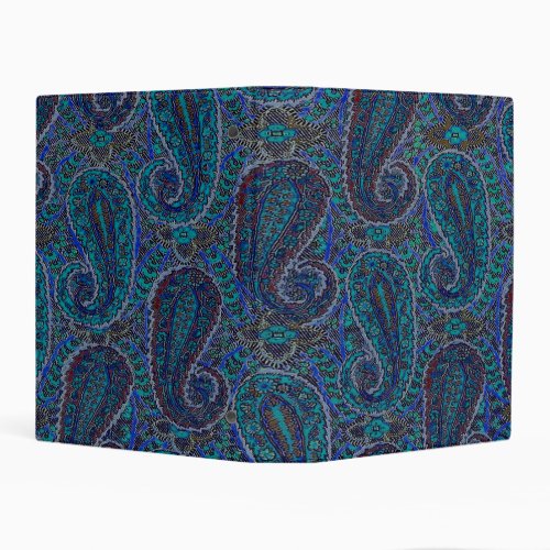 Paisley Blue Indian Boho Art Pattern Mini Binder