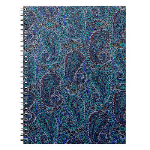 Paisley Blue Indian Boho Art Pattern Notebook