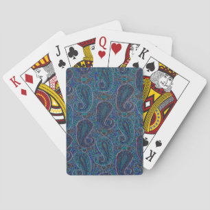 Paisley Blue Indian Boho Art Pattern Poker Cards