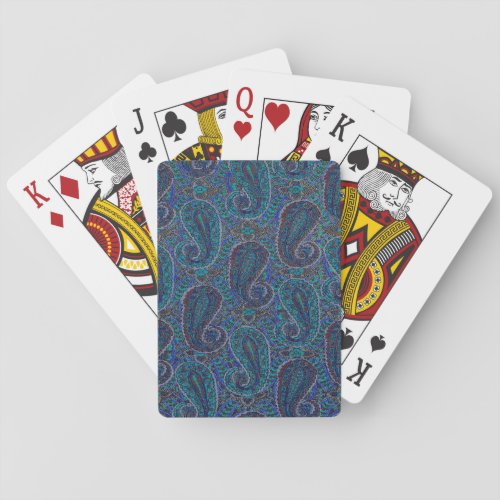 Paisley Blue Indian Boho Art Pattern Poker Cards