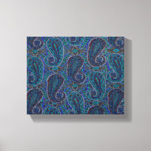 Paisley Blue Indian Boho Classic Vintage Canvas Print