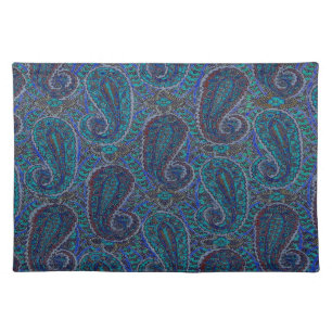 Paisley Blue Indian Boho Classic Vintage Cloth Placemat