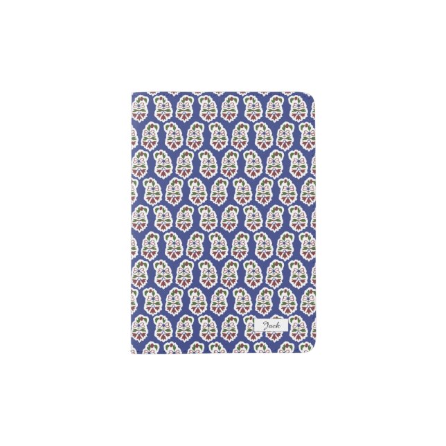 Paisley Blue pattern Bangalore collection Passport Holder (Front)