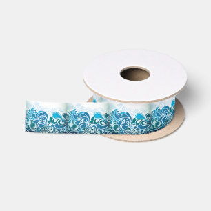 Paisley Blue Satin Ribbon
