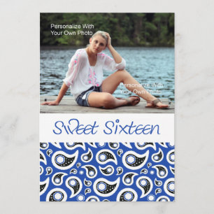 Paisley Blueberry Sweet Sixteen Invitation