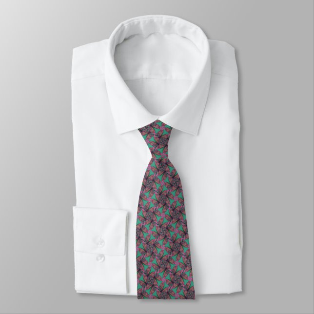 Paisley Boomerang Fractal Tie (Tied)