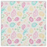 Paisley Bright Boho Folk Pattern on White Fabric