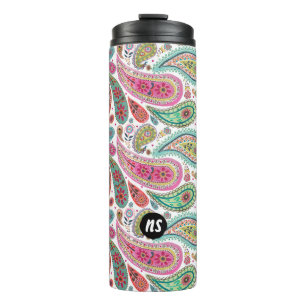 Paisley Bright Monogram Thermal Tumbler