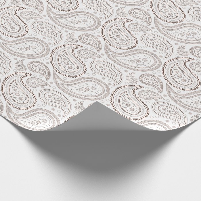 Paisley Brown on White Wrapping Paper