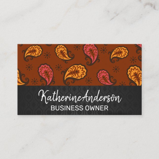 Paisley Brown Pattern Appointment Card (Front)